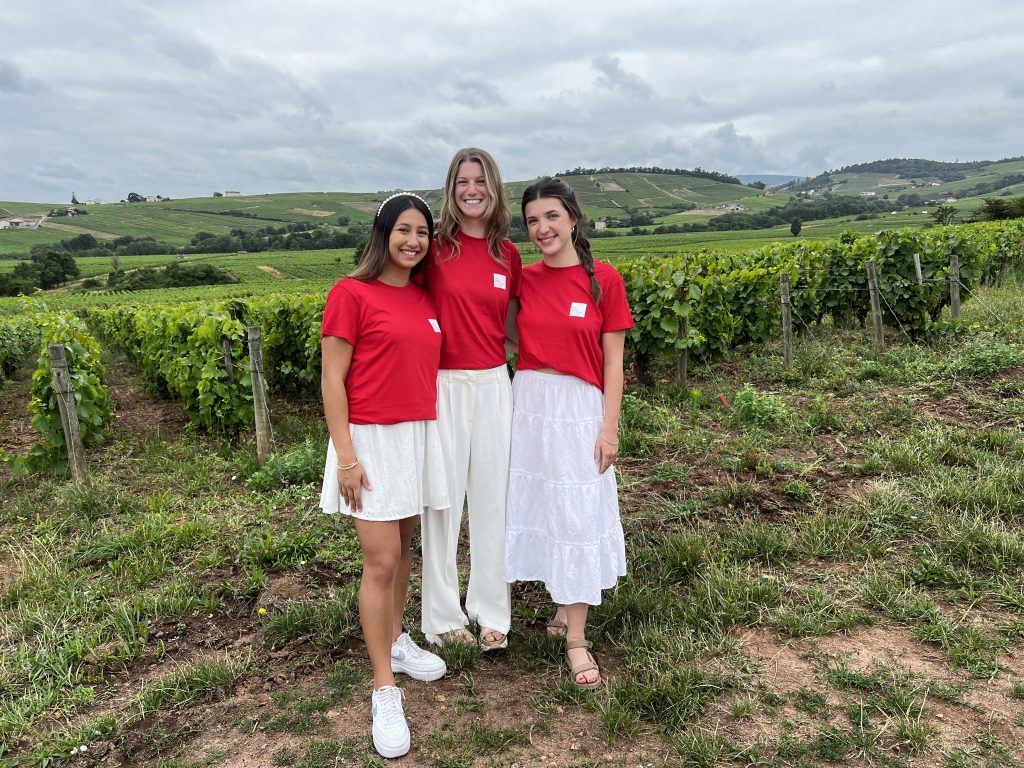 two Crummer students at a vineyard in Lyon, France