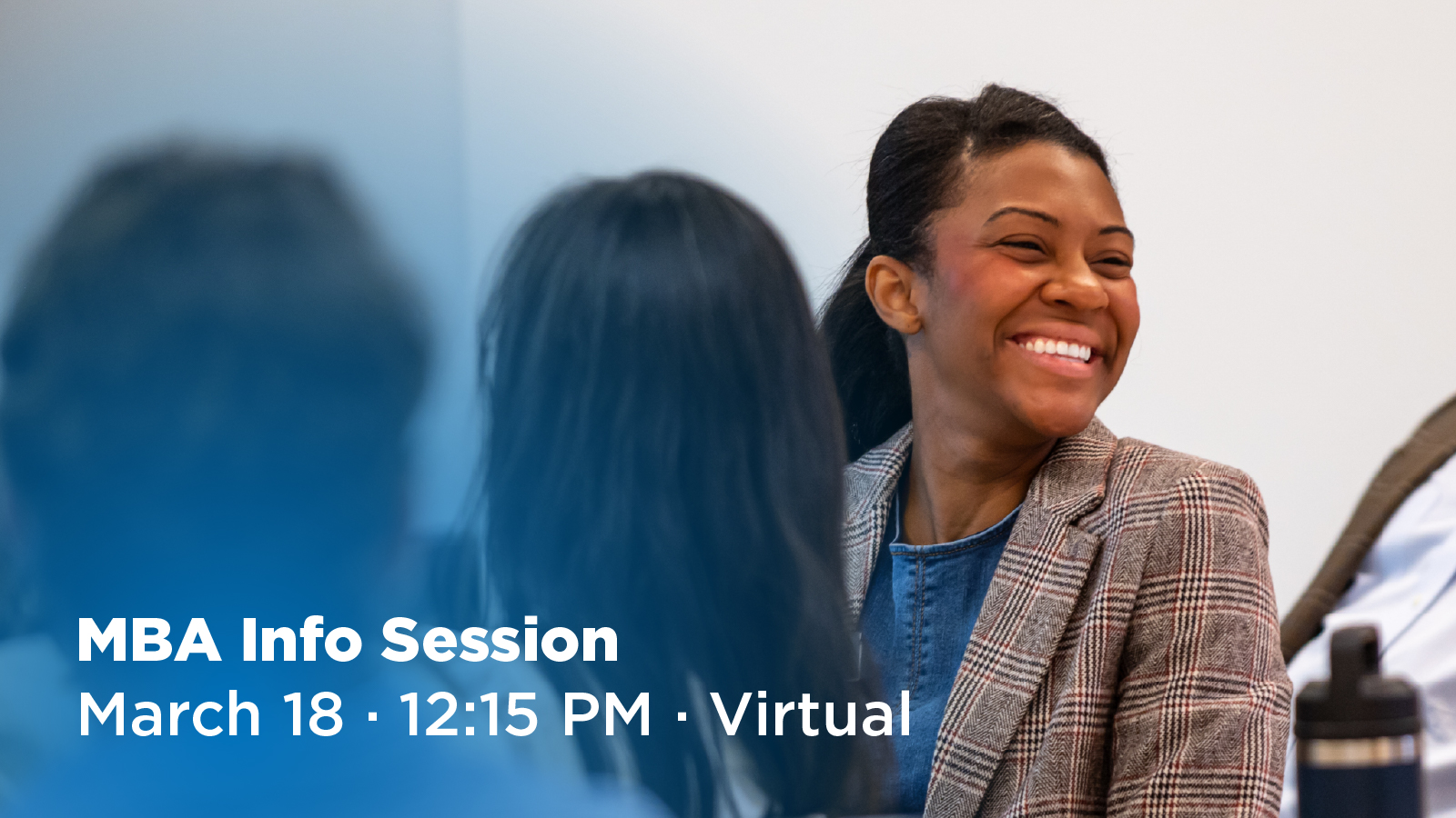 Prospective MBA students participate in a virtual Rollins MBA information session for working professionals.