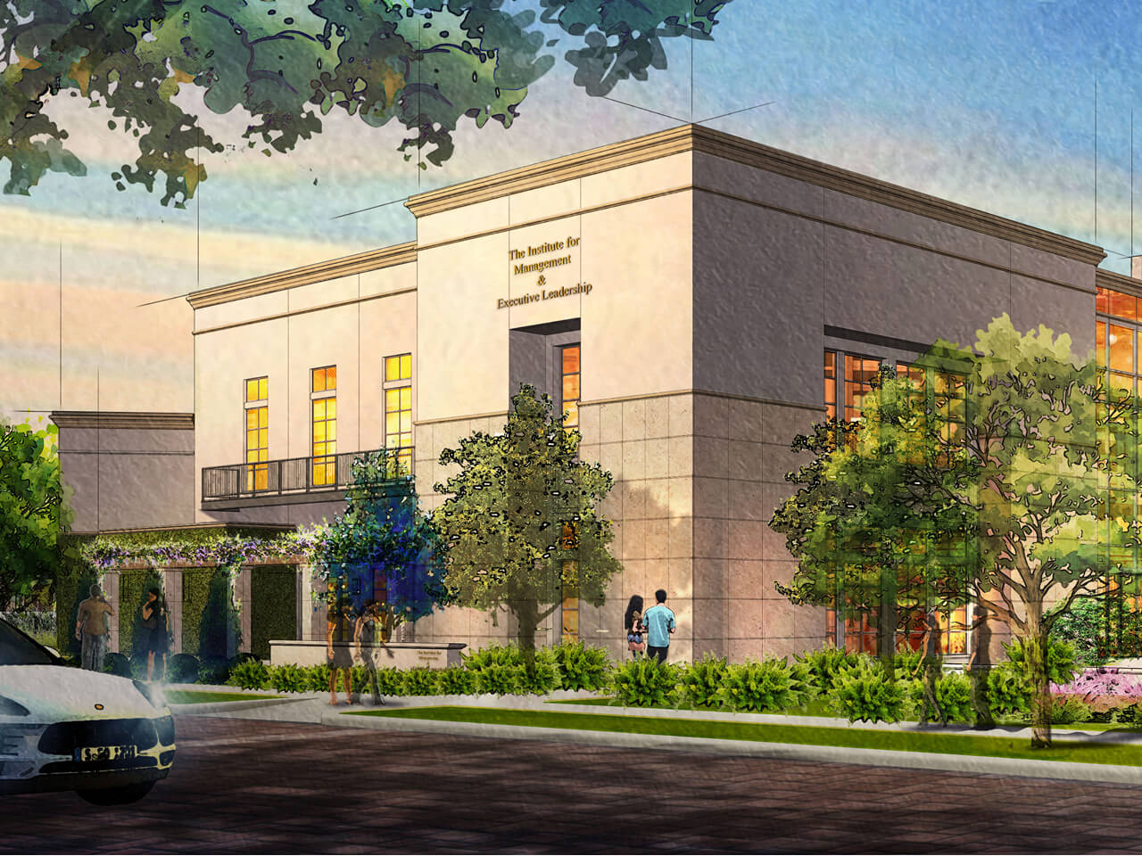 Architectural rendering of the Rick Goings Institute for Management and Executive Leadership building