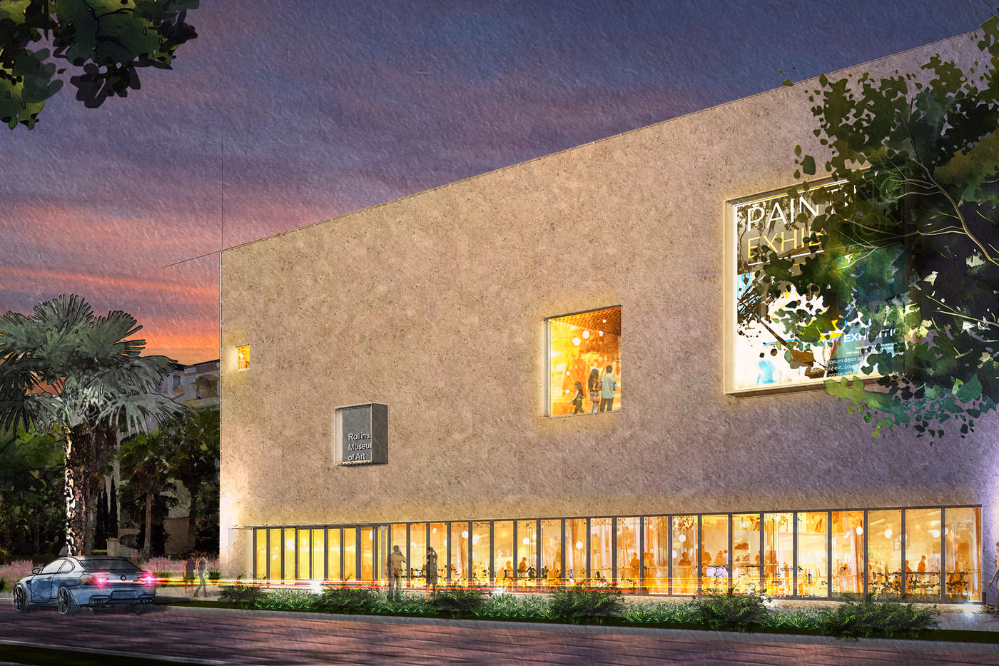Rendering of the relocated and expanded Rollins Museum of Art