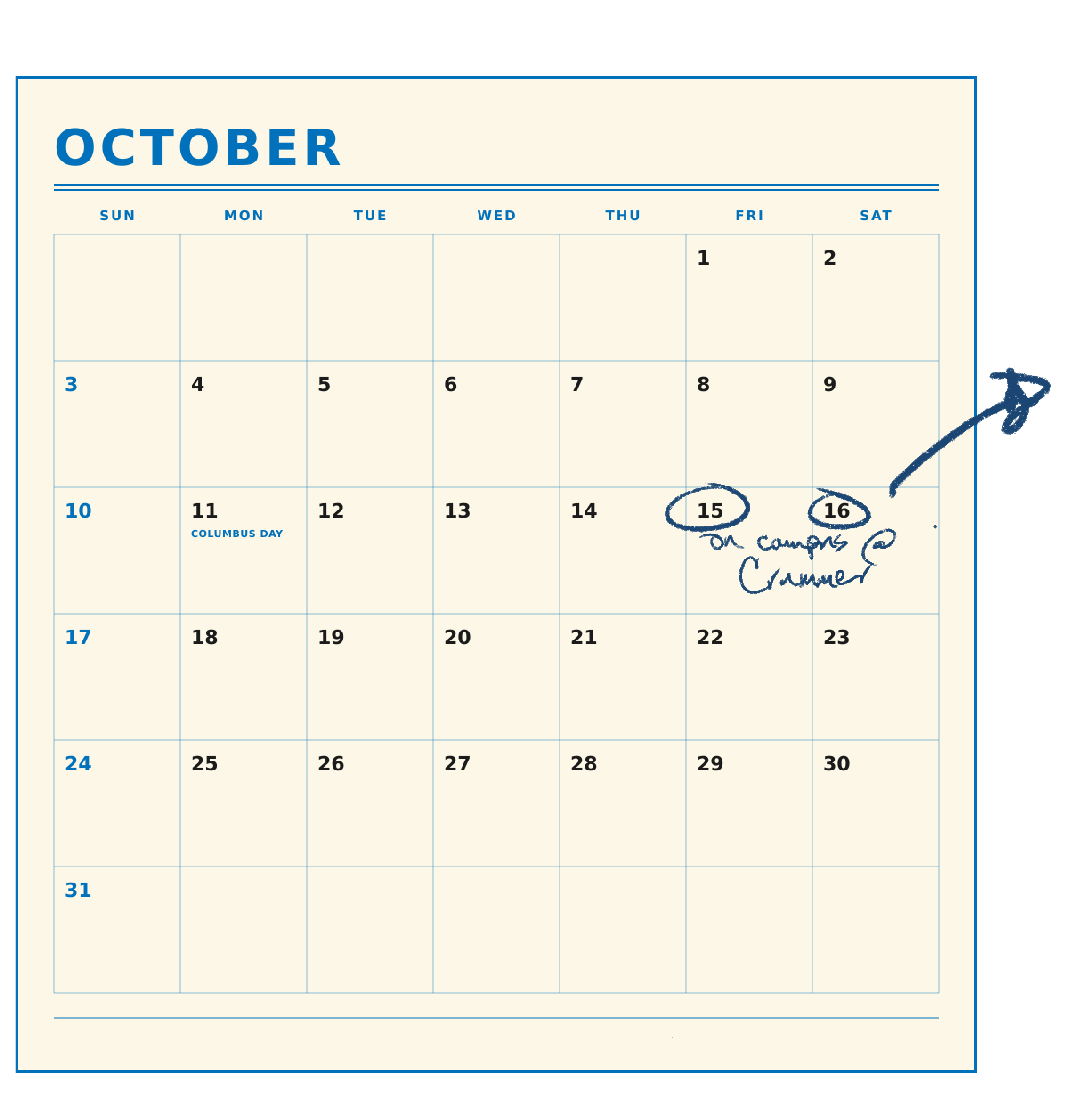 Executive MBA monthly class calendar